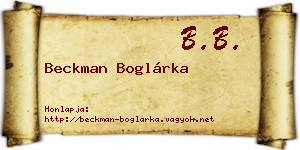 Beckman Boglárka névjegykártya